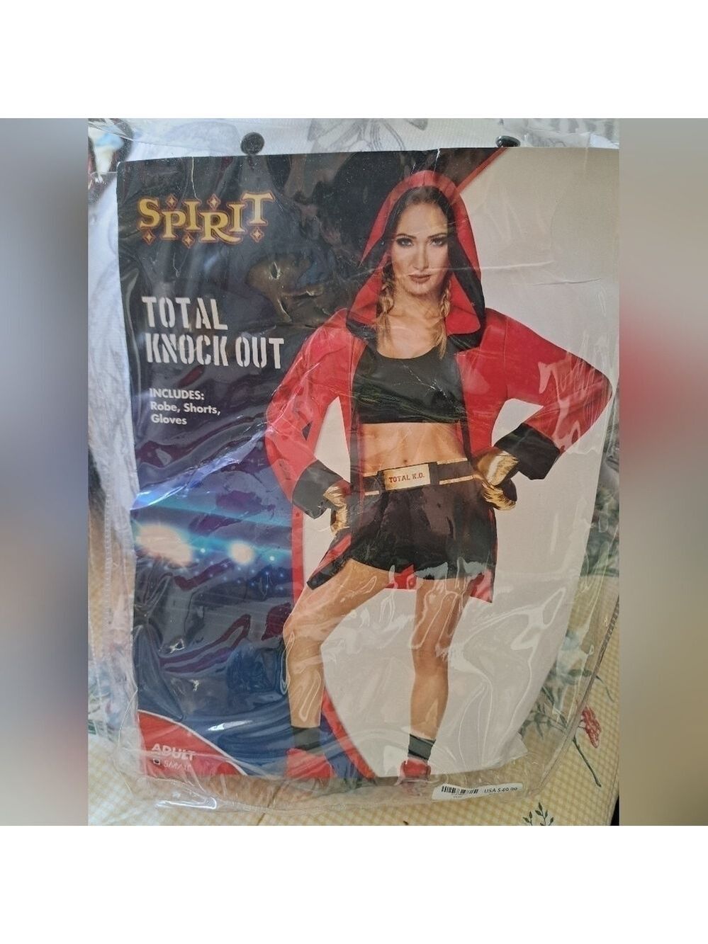 SPIRIT HALLOWEEN Total Knockout boxer costume Robe shorts gloves ladies small